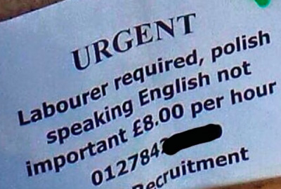 Advert, English speaking not important